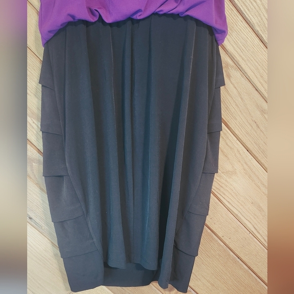 Enfocus Purple And Black Spaghetti Strap Tiered Bottom Mini Dress Size 10 - Picture 6 of 11